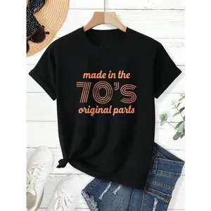 Retro Vintage Style Women's T-Shirt Made In The 70s Original Parts Graphic Print Summer Casual Wear Perfect Gift For Birthday Or Anniversary