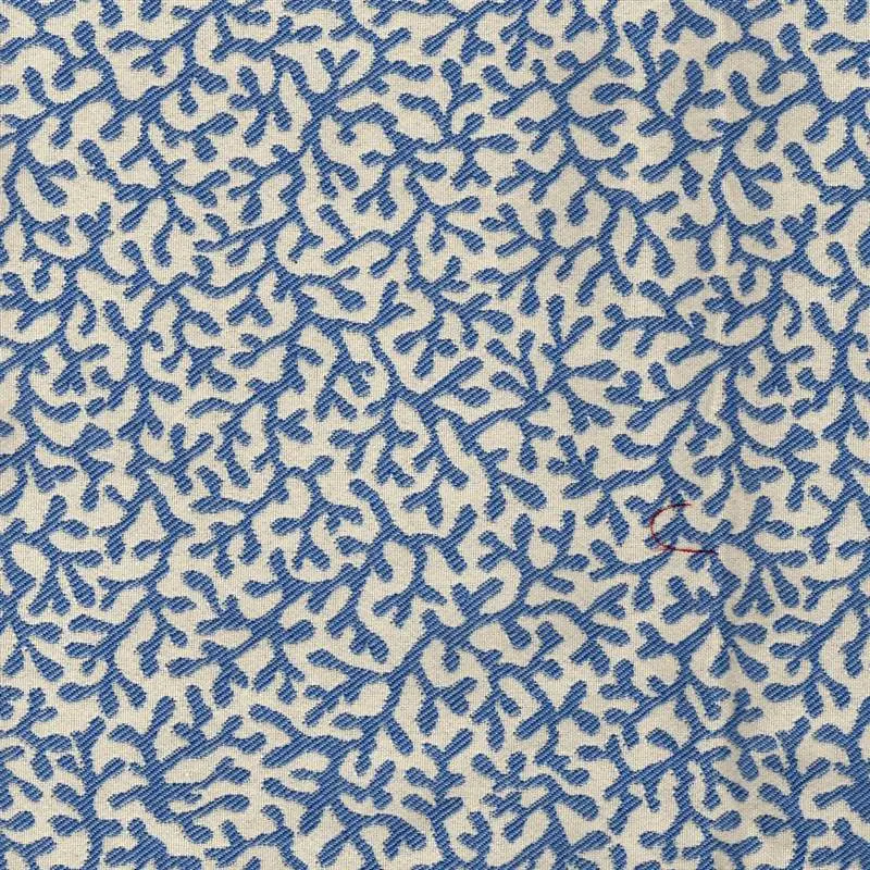 Outdoor Ocean Blue & Ivory Fabric by the Yard | Polyester 54