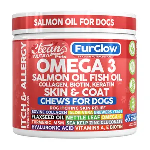 Clean Nutra Fur Glow | Skin & Coat Support | Salmon Oil, Biotin, Collagen + Omega 3-6
