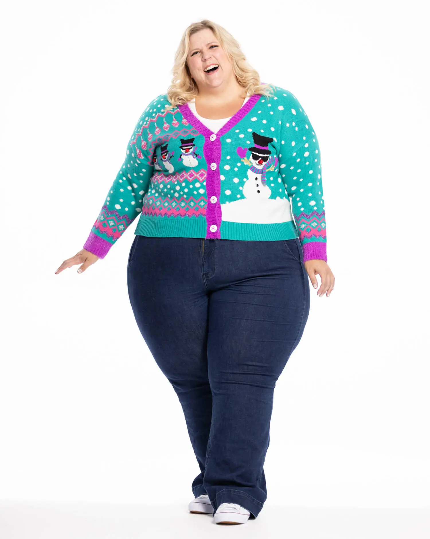 Jollidays x Glitter and Lazers Best in Snow, Long Sleeve, Button Down Cardigan Sweater Casual Fit