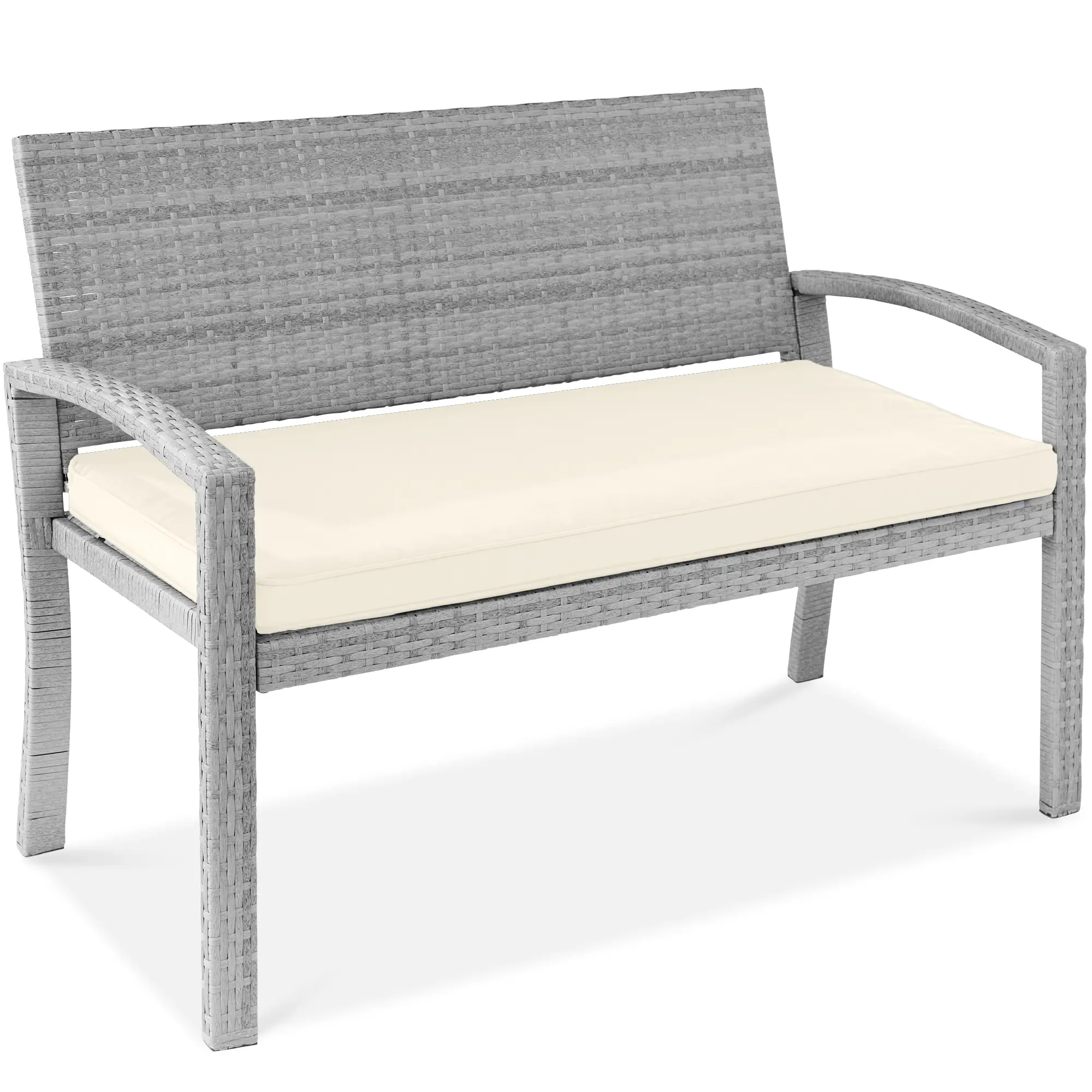 Best Choice Products 2-Person Outdoor Wicker Bench Garden Patio Porch Furniture w/ 700lb Capacity, Cushion Best Choice Products 2-Person Outdoor Wicker Bench Garden Patio Porch Furniture w/ 700lb Capacity, Cushion