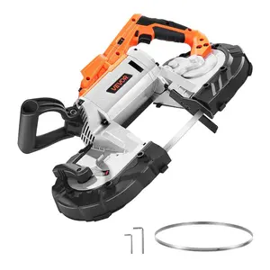 VEVOR 20V Portable Band Saw Kit, 2.56-Inch Deep Cut, AC 110V, 360W Bandsaw with Brushless Motor, 4.0 Ah Battery, Cordless and Compact Portaband, 0-192 m/min Variable Speed, for Cutting Metal, WoodVEVOR Super Brand Day