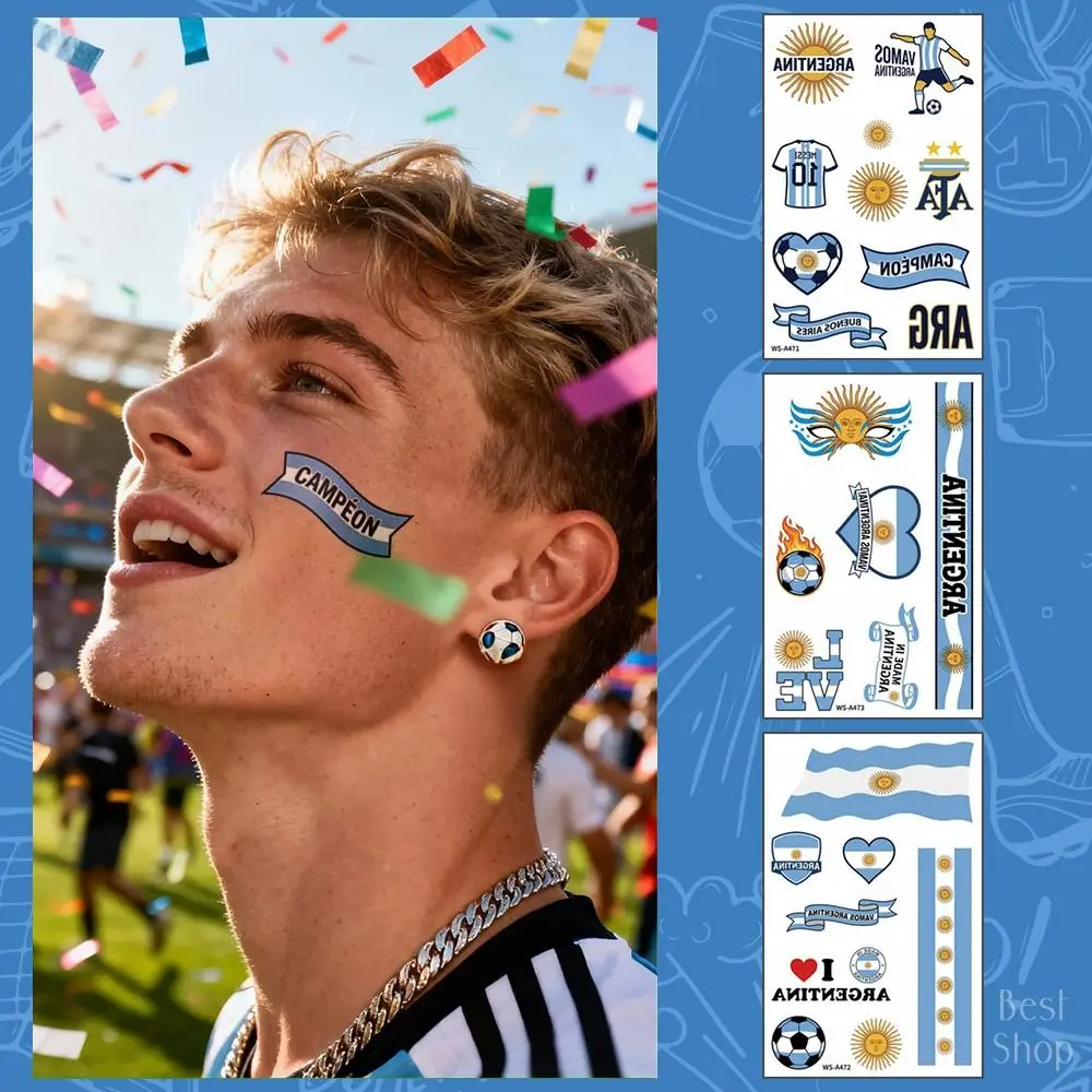 2026 Soccer Season Oil Painting Design Waterproof Temporary Fake Tattoos, 5/10pcs Flag Face Tattoos, All-Age Premier League Fan Supplies for Match Day Parties, Temporary Fake Tattoo