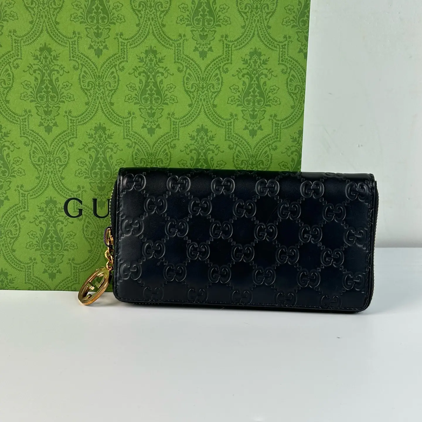 Pre-owned GUCCI Guccissima Leather Zip Around Wallet CC0086