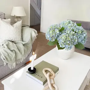 Light Blue Hydrangea Artificial Flowers,4Pcs 20" Real Touch Lifelike Silk Artificial Hydrangeas, Full Fake Flowers for Bouquet Table Centerpieces Spring Wedding Indoor Home Decor Decorative