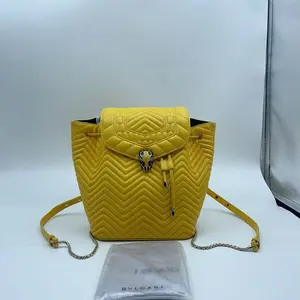 Pre-owned Bvlgari Bulgari Yellow V Pattern Flap Backpack hz49462