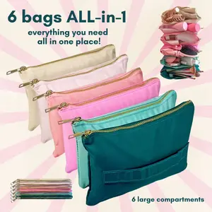 Bobbie Bags - Travel Makeup Bag for Women with 6 Compartments, Large Capacity Cosmetic Bags, Pouch With Compartments, Toiletry Bag for Women, Makeup Organizer, Accordion Bag Zipper Pouch Preppy Stuff