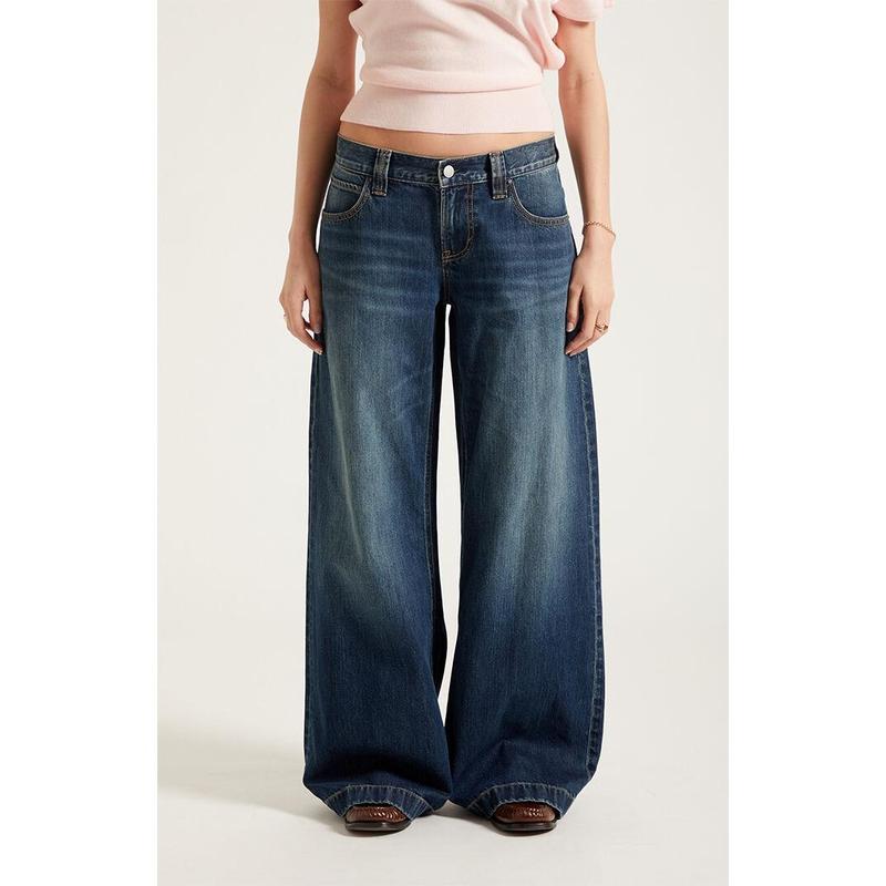 Pacsun Women's Sloane Low Rise Ultra Baggy Jeans Dark Blue