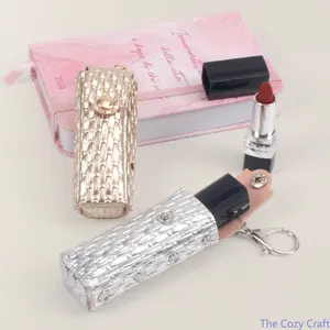Portable Long Lipstick Case with Flip-Top, Stylish Mini Lip Holder and Keychain Pouch for Women, Luxury Feel Makeup Accessory, Compact, Lightweight, Durable, Perfect for Travel, Work, School, Everyday Use