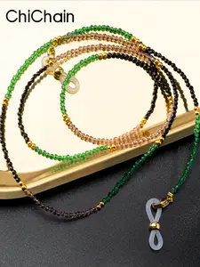 New Fashion Three-Color Zircon Beaded Glasses Chain for Women, Traditional Chinese Style Colorful Glasses Strap, 1 Piece