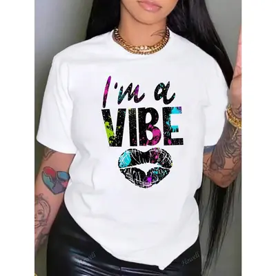 WDIRARA Women's Oversized Graphic Tee – Letter Print, Half Sleeve, Streetwear, Casual Loose Fit T-Shirt - View #3