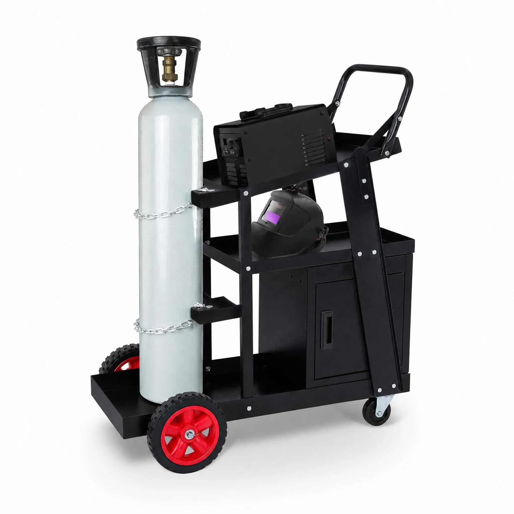 Heavy Duty Welding Cart – 4 Drawers, Gas Cylinder Holder, Rolling Steel Trolley – Appropriate for MIG, TIG, Plasma Cutter