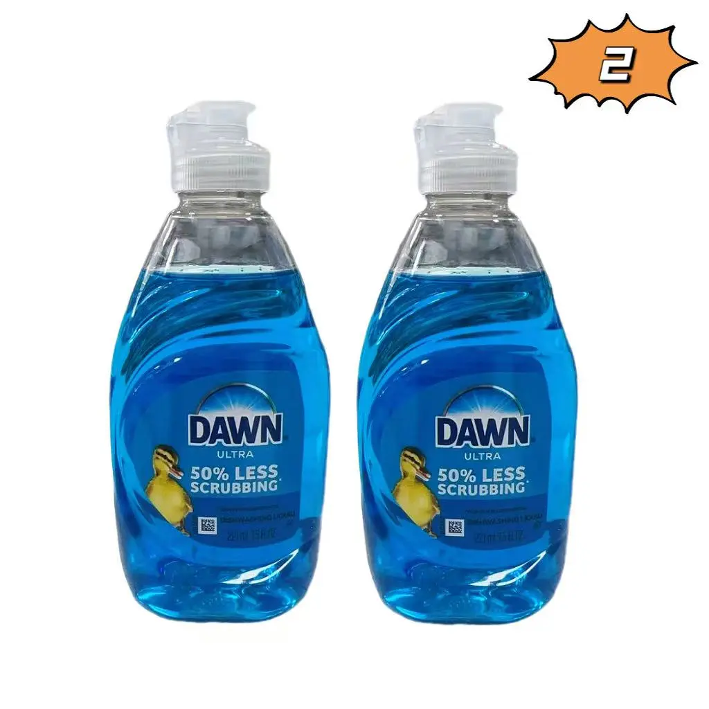 2 PACK Dawn Ultra Dishwashing Liquid Dish Soap, Original Blue Scent, 7.5 FL OZ (221ml) - Tough on Grease, Gentle on Hands, Fast-Acting Grease Removal for Dishes, Pots & Pans