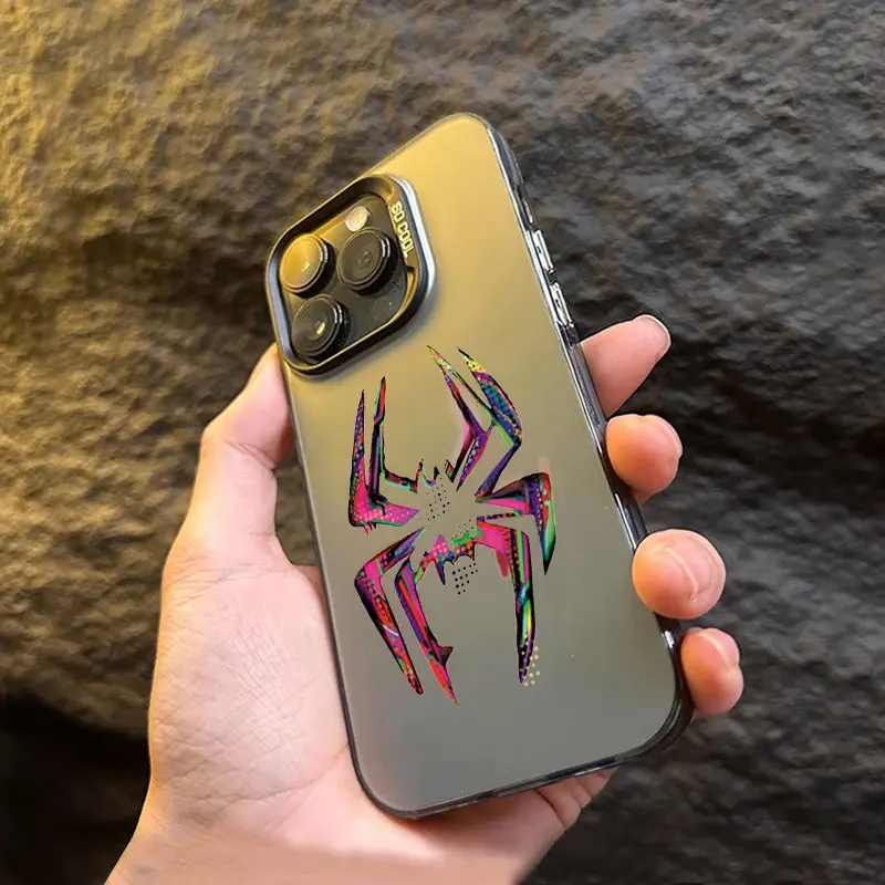 Matte Laser Color Spider Silicon Cellphone Case - Shockproof Armour Bumper Cover for iPhone 16,15,14,13,12,11 Pro Max,XS,X,XR,7,8 Plus,SE 2020 - Protection-Focused Accessories for Handheld Devices