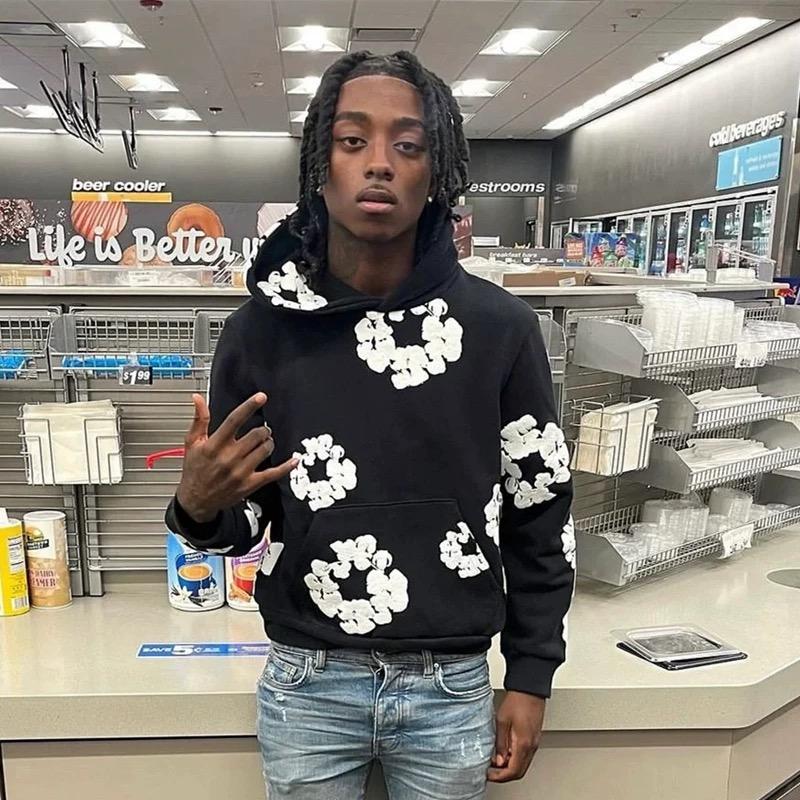 Denim Tears Y2K Hoodie Women's and Men's AestheticHoodie Casual Retro Large Pullover Harajuku Jacket with Unique Floral Print Denim Tears Y2K Hoodie Women's and Men's AestheticHoodie Casual Retro Large Pullover Harajuku Jacket with Unique Floral Print