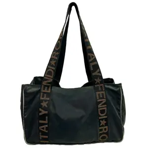 Pre-owned FENDI Canvas tote bags Roma Star Large Tote Bag Black Canvas