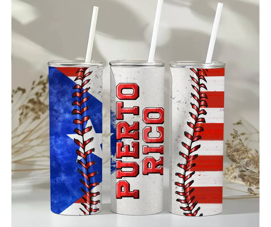 Boricua Home Run Cup with Lid Puerto Rico Theme Baseball Design Patriotic Colors