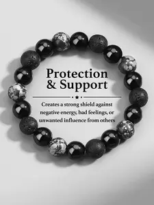 Handmade Obsidian Volcanic Rock Crystal Bracelet, Beautiful Beaded Jewelry, Fashion Accessory for Men and Women, Perfect Gift