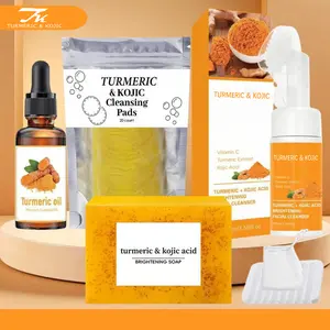 Turmeric Skin Care Kit,4 Counts Nourishing Cleansing Pads & Facial Cleanser &Turmeric Oil & Soap,Skin Care Products for Women, Face Care Products,Facial Wash,Face Cleaner