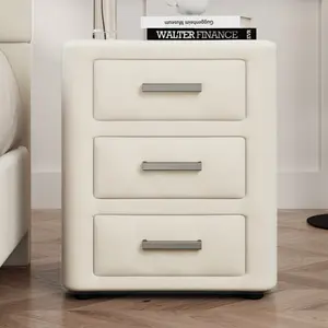 Velvet Nightstand Bedside Table with 3 Drawers Night Table for Bedroom End Tables for Living Room Beige