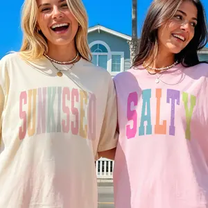 Retro Sunkissed Salty Local Tees Retro Sunkissed Summer Tshirt Salty Surf T-Shirt Vacation Varsity Tee Casual Lightweight Sublimation Top Womenswear Sublimation Shirt