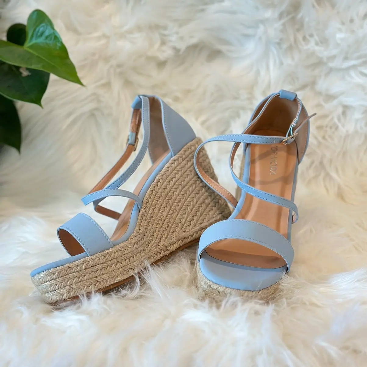 Fashion Top Moda Baby Blue Wedge  High Heel  Shoe wedges