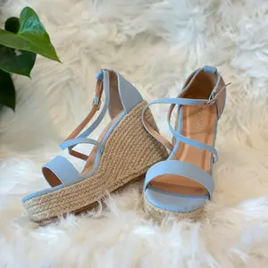 Fashion Top Moda Baby Blue Wedge  High Heel  Shoe wedges