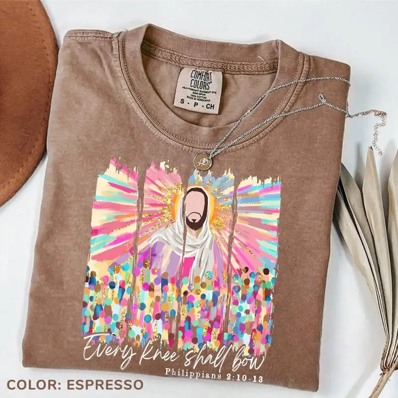 Comfort Colors Every Knee Shall Bow Shirt, Christian Faith Tee, Jesus Bible Verse T-Shirt, God is Good Unisex Tee, Religious Easter Outfit Top