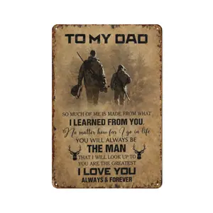 To My Dad Hanging Aluminium Metal Sign, Vintage Room Decor Wall Plaque, Unique Father's Day Gifts Dad Gifts, Country-Inspired Home Signs for Farmhouse Living Room Hunter-Themed Father-Son Present
