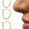 【Black Friday】3/5 Pcs Fake Nose Rings for Women and Girls, Stainless Steel D-Shaped Non-Piercing Nose Rings, Minimalist American Style Hip Hop Street Fashion Accessories
