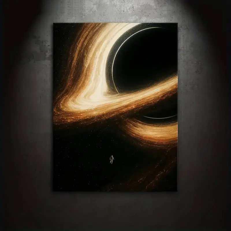 1 piece/set of canvas painting print posters, Space Theme Design, science fiction art, astronauts facing black holes in Interstellar, suitable for space enthusiasts, ideal gift for bedroom, living room