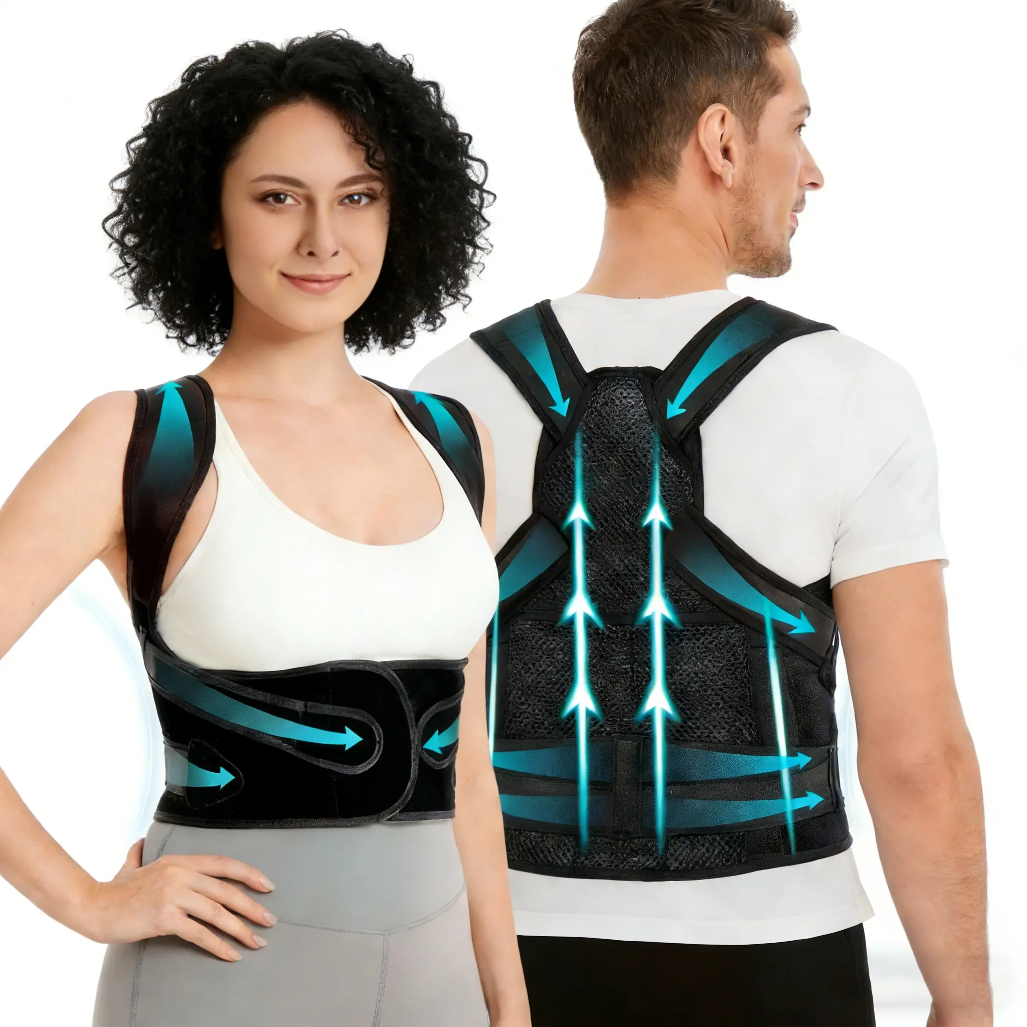 2026 NEW Women's Unisex Polyester Waist Trainer Vest - Posture Corrector, Hunchback Fixer with Multi-Size Velcro Fasten & Waist Wrap for Upper Back Support