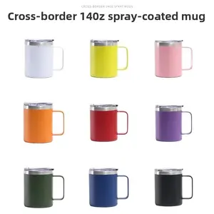Business Office Stainless Steel Vacuum Insulated Mug Cup with Handle 12oz Handheld Cup Motorcycle Equipment Accessories