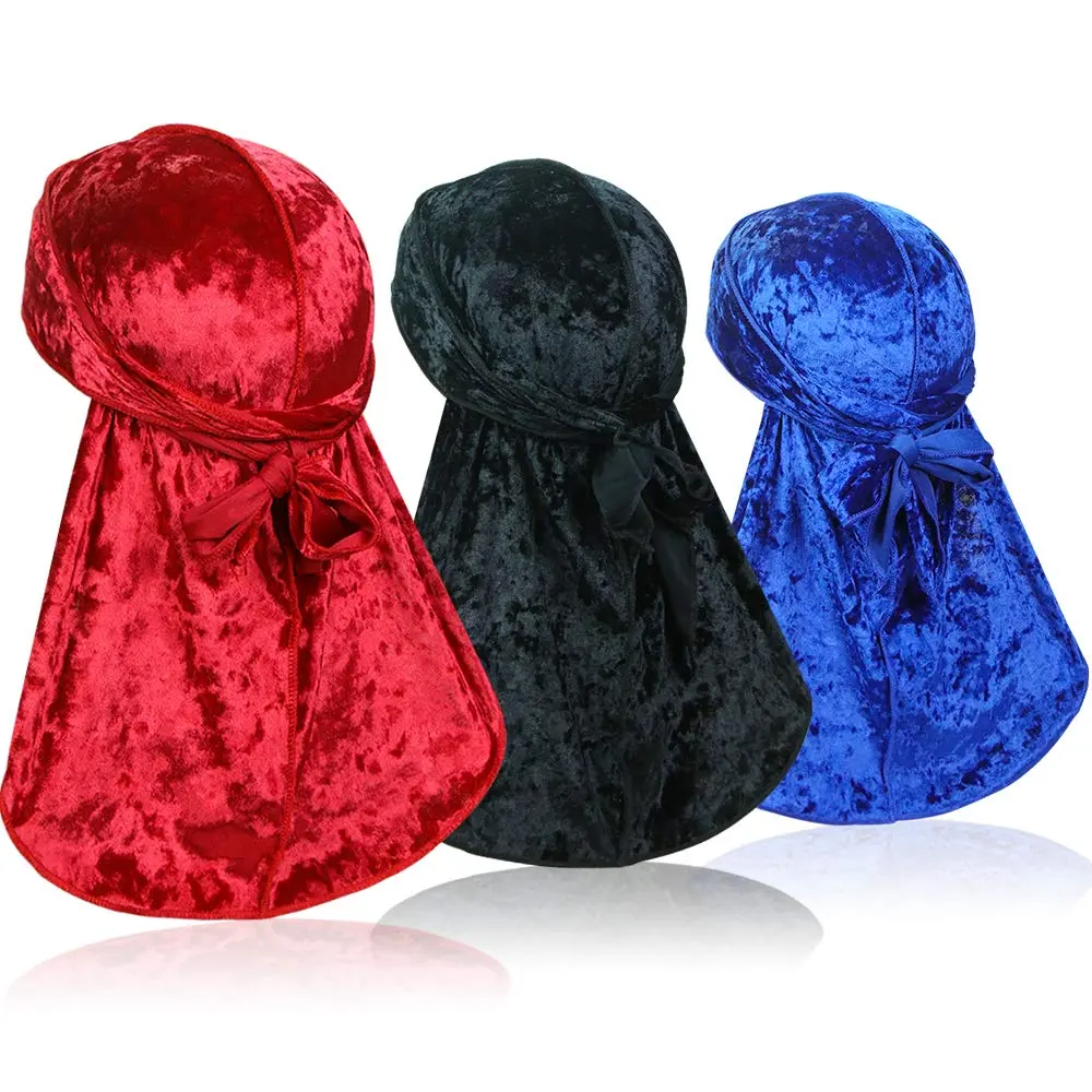 3 count Crushed  Wave Durag  Silky Durag Headwraps with Extra Long Tail  for 360 Waves