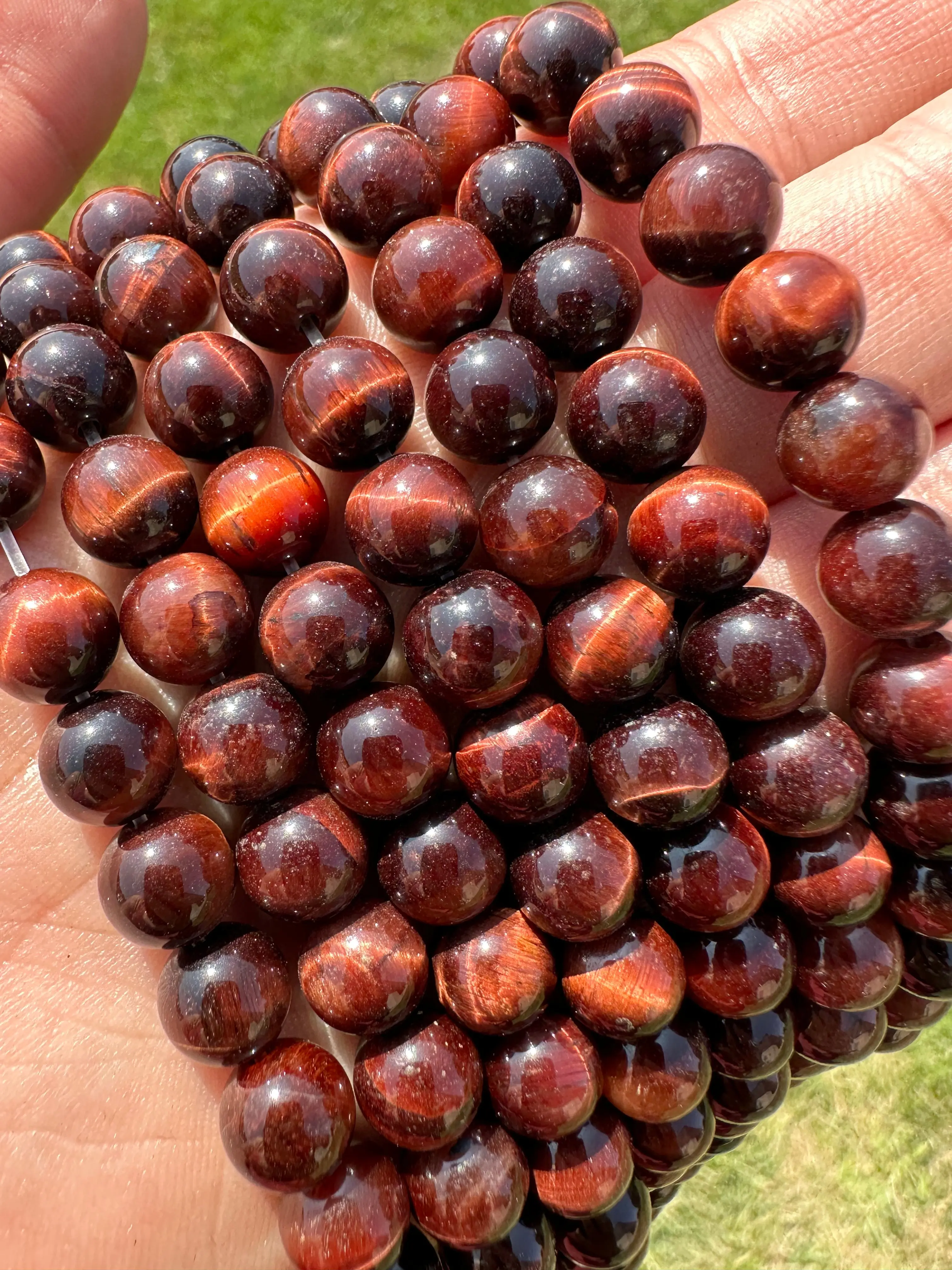 Red Tigers Eye Bead Strand - Grade A, Fashion Accessory