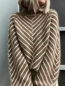 Women's Elegant Casual Knit Sweater, Fall Winter Warm Long Sleeve Top, Essential for Holidays and Outings