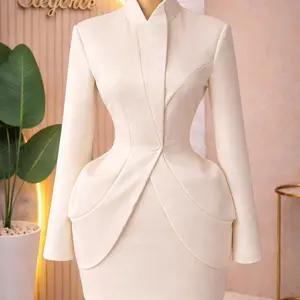 Classic and Chic Structure Mini Blazer Two Piece Set for Women's Fashion Suits Feminine Skirt Long Sleeve