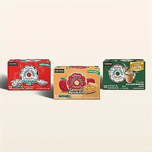 The Original Donut Shop Holiday Flavored Coffees – Peppermint Bark, Caramel Apple Pie, Frosted Gingerbread Latte – Keurig K-Cup Pods - Seasonal, Sweet, Winter Coffee Drinks