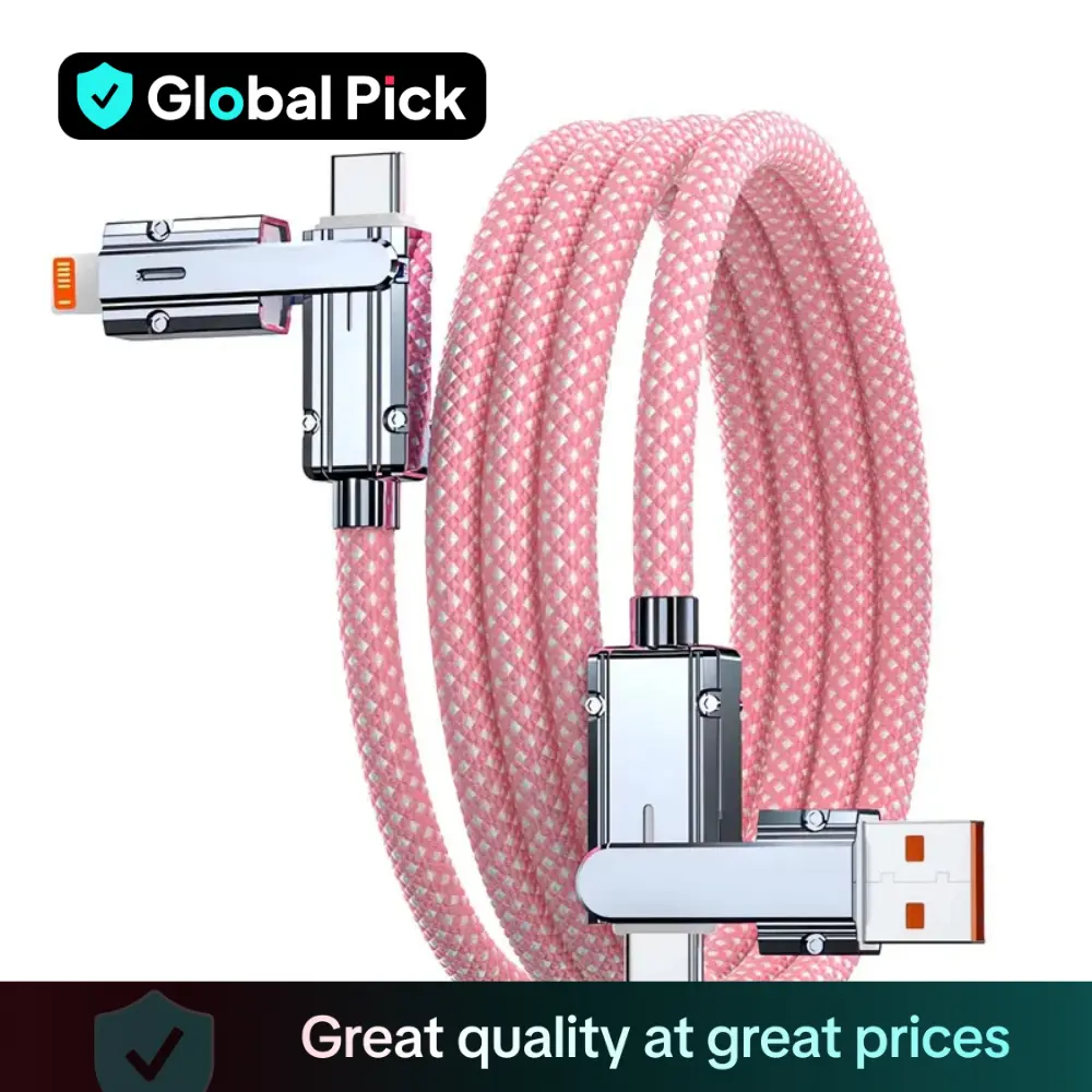 Type-C USB-C Nylon Braided Charging Data Cable, 1 Count 4 in 1 Universal Cellphone Data Cable, Durable Charging Cable for iOS & Android Smartphone