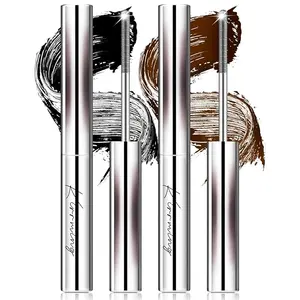 Metal Wand Mascara Black & Brown 2 Colors, Washable Iron Wand Mascara Super Voluming Eyelash Extensions Bristleless Curling Metal Mascara Long-lasting Metal Mascara Wand Quick Dry Lash Makeup