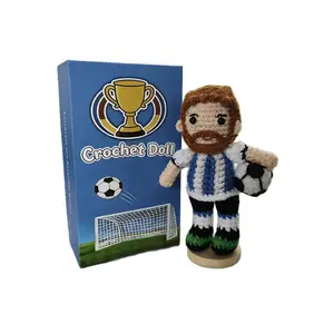 Handmade Crochet Messi Doll with Gift Box, Argentina Soccer Star Plush Toy, Perfect Football Fan Gift & Collectible # GLOBAL PICKS