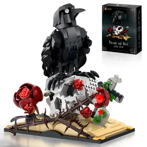 BUILDIFY Gothic Raven & Skull Art Building Set 758 PCS with Crow Skulls Roses & Books Dark Botanical Art Block Kit Compatible with Lego Perfect Gift for Gothic Fans & Brick Collectors Halloween Valentine’s Day & Christmas Decor