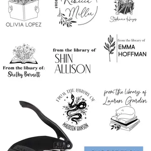 Custom Book Embosser Personal Library Seal From the Library Of Personalized Gift for Readers Teachers Made in USA Customizable Design