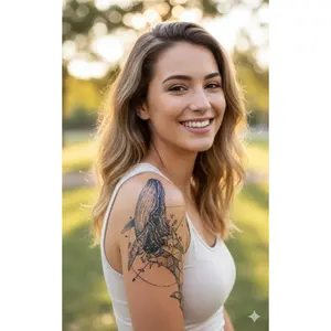 GLASS WHALE realistic temporary tattoo GZ-226