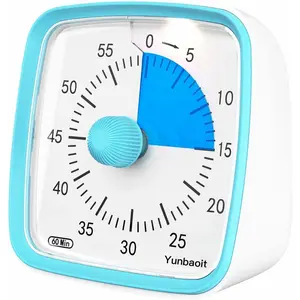 Visual Timer with Night Light, 60-Minute Countdown Timer for Kids and Adults, Silent Classroom Timer, Time Management Tool for Home, School, or Work (Light Blue)