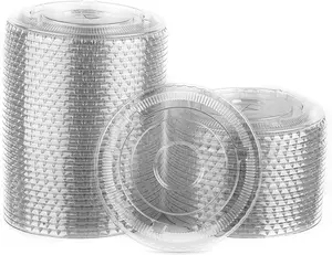 Unicup 500 Count Clear PET Plastic Flat Lids with Straw Slot Fits 16, 20, 24 oz Cups Disposable Plastic Lids Transparent Cup Lids Pack Cream