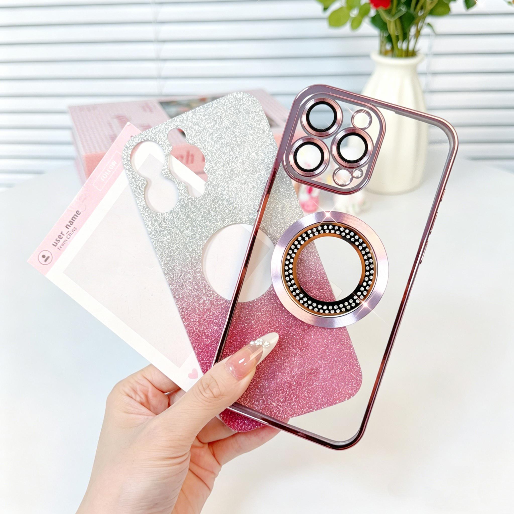 Women's Protective Glitter Diamond Phone Case - Full Camera Protection with Dustproof Lens Net, Handheld Device Accessory for iPhone 17/16/15/14/13/12/11