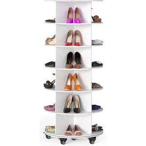 6-Tier Rotating Shoe Rack with Wheels