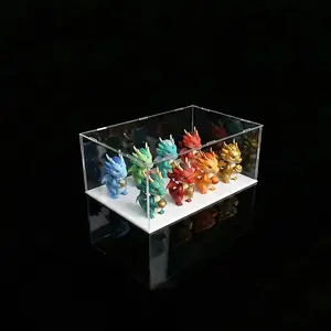 Acrylic Box with Matt  Base, Simple Self-Assembly Clear Acrylic Display Case,  Cube Dustproof Showcase with Lid for Collectibles, Toys and Jewelry