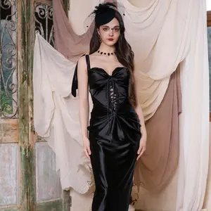 Curvy-Plus Black Whisper Corset Dress -LuminaVenus Dresses Women's Sexy Off-the-Shoulder Long Sleeve Solid Black Ruffled Hem Floor-Length Formal Evening Gown for Parties Galas Homecoming Birthday Para